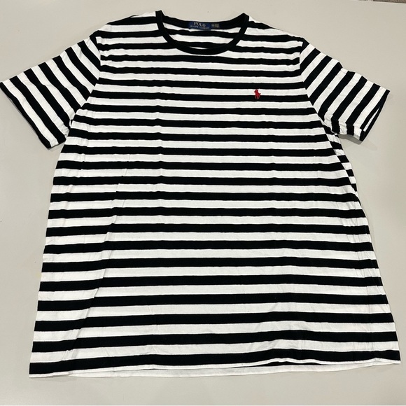 Polo by Ralph Lauren Black and White Striped Short Sleeve Tee - Picture 1 of 3